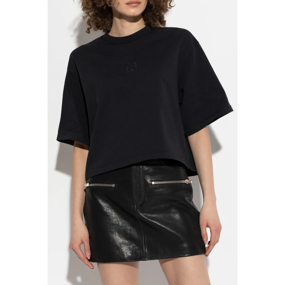 Anine Bing T-shirt 'Myers' Black Dames