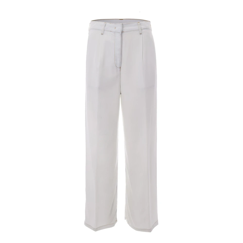 Patrizia Pepe Women's White Wide Trousers, S, Wide Trousers