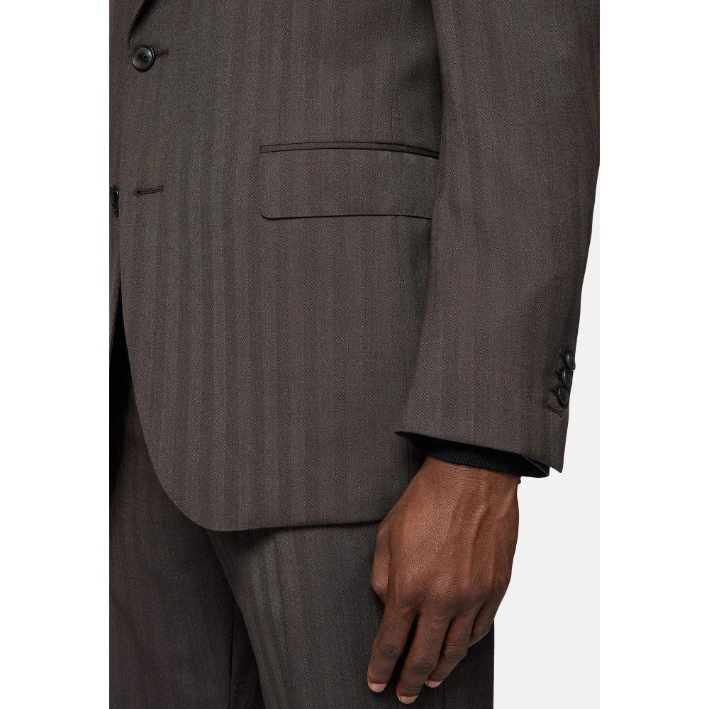 Boggi Milano Herringbone Suit in zuivere Super 131 wol Gray Heren