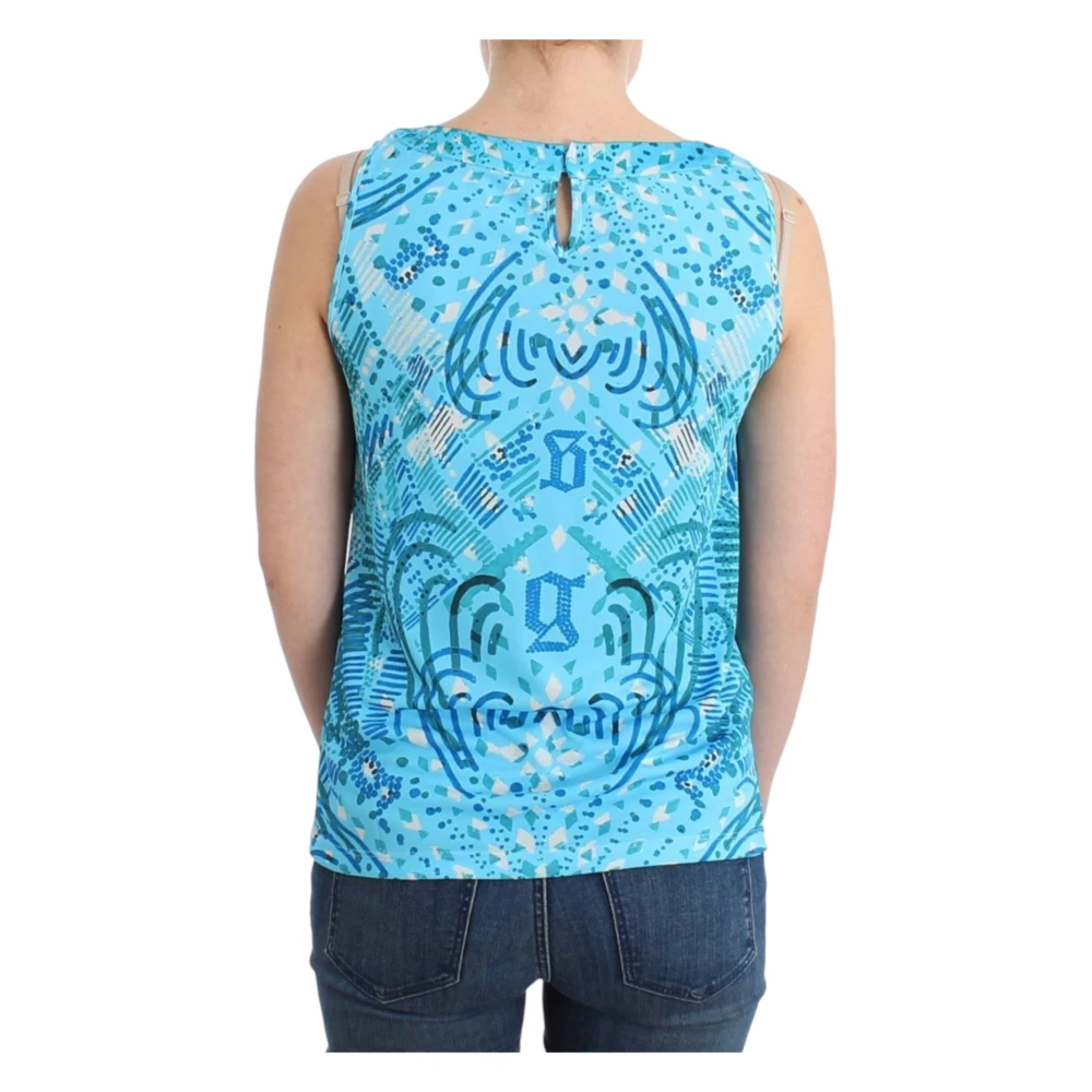 John Galliano Elegante Mouwloze Top met Zijdedetails Blue Dames