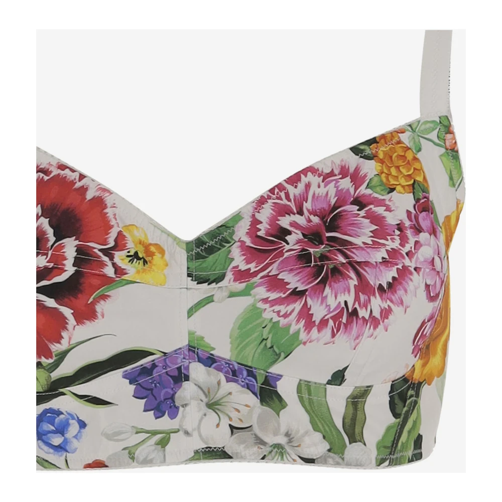 Dolce & Gabbana Bloemenpatroon Crop Top Stretch Katoenmix Multicolor Dames