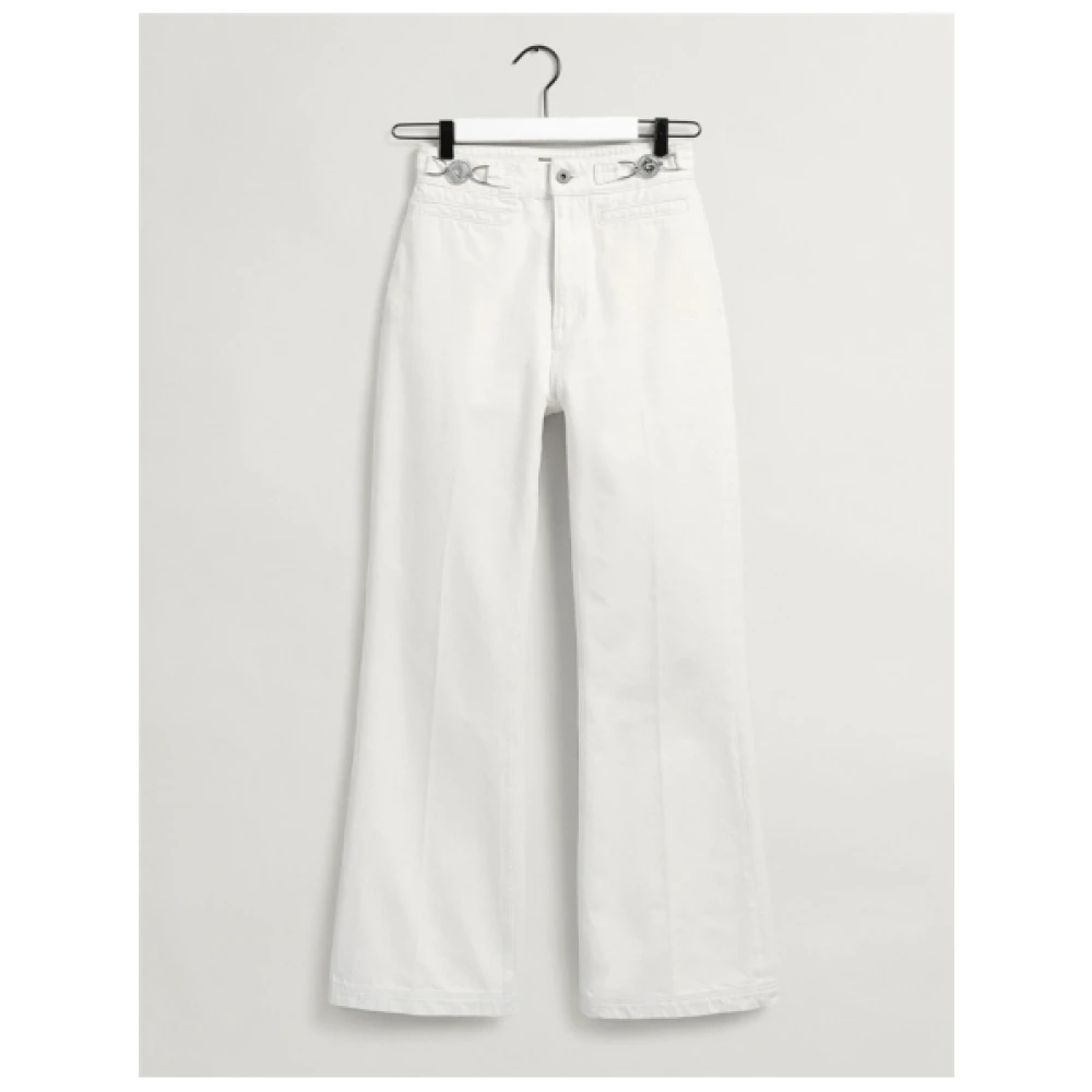 Gant Hoge taille Flare Jeans in Ecru White Dames