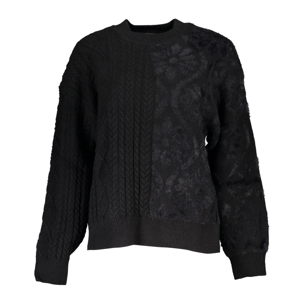 Desigual Zwarte Trui met Lange Mouwen en Hoge Hals Black Dames