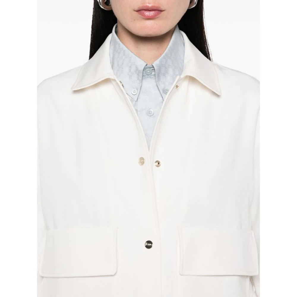 Herno Witte Twill Overhemdjas met Drukknoopsluiting White Dames