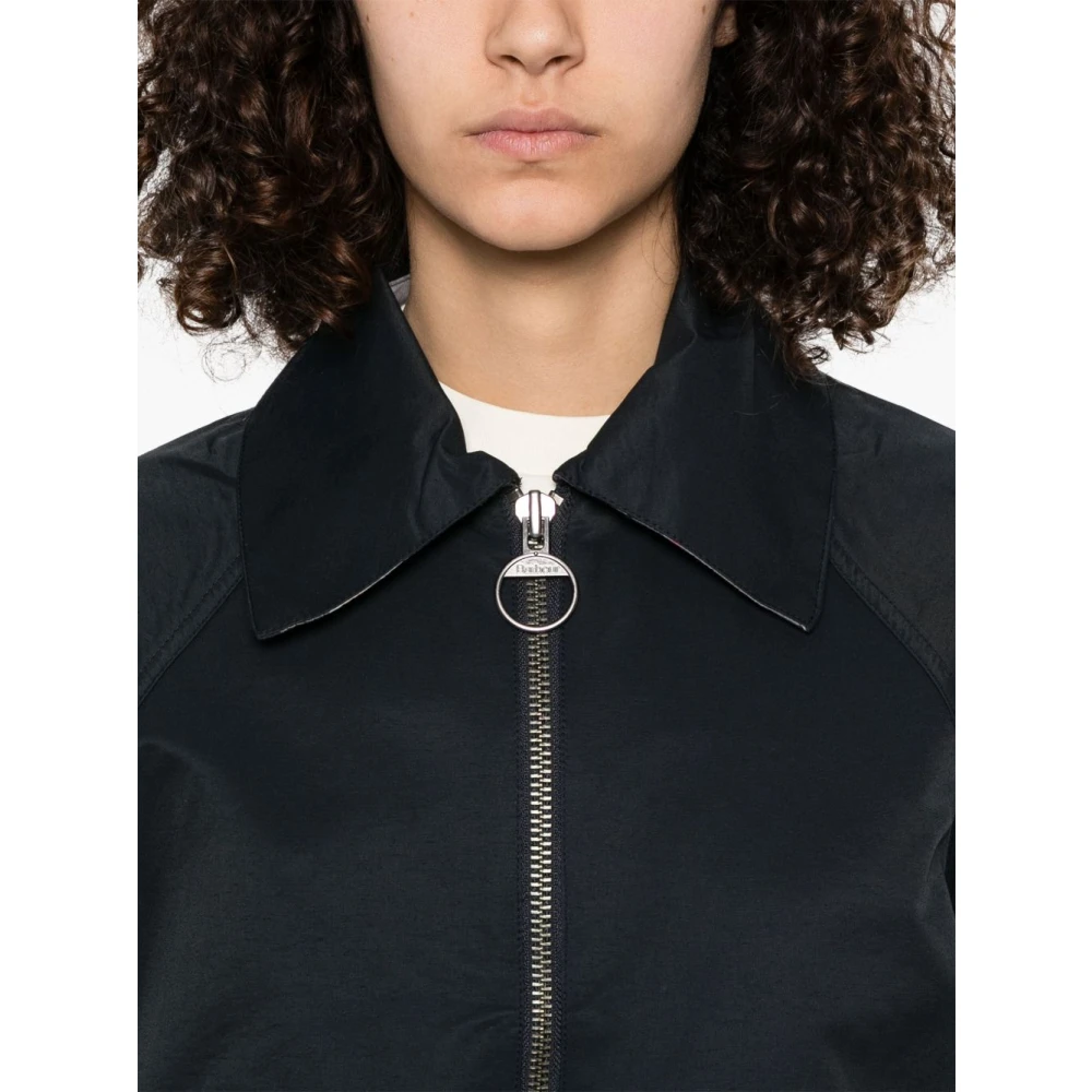 Barbour Blauwe Rits Voorkant Jas Raglan Mouwen Blue Dames