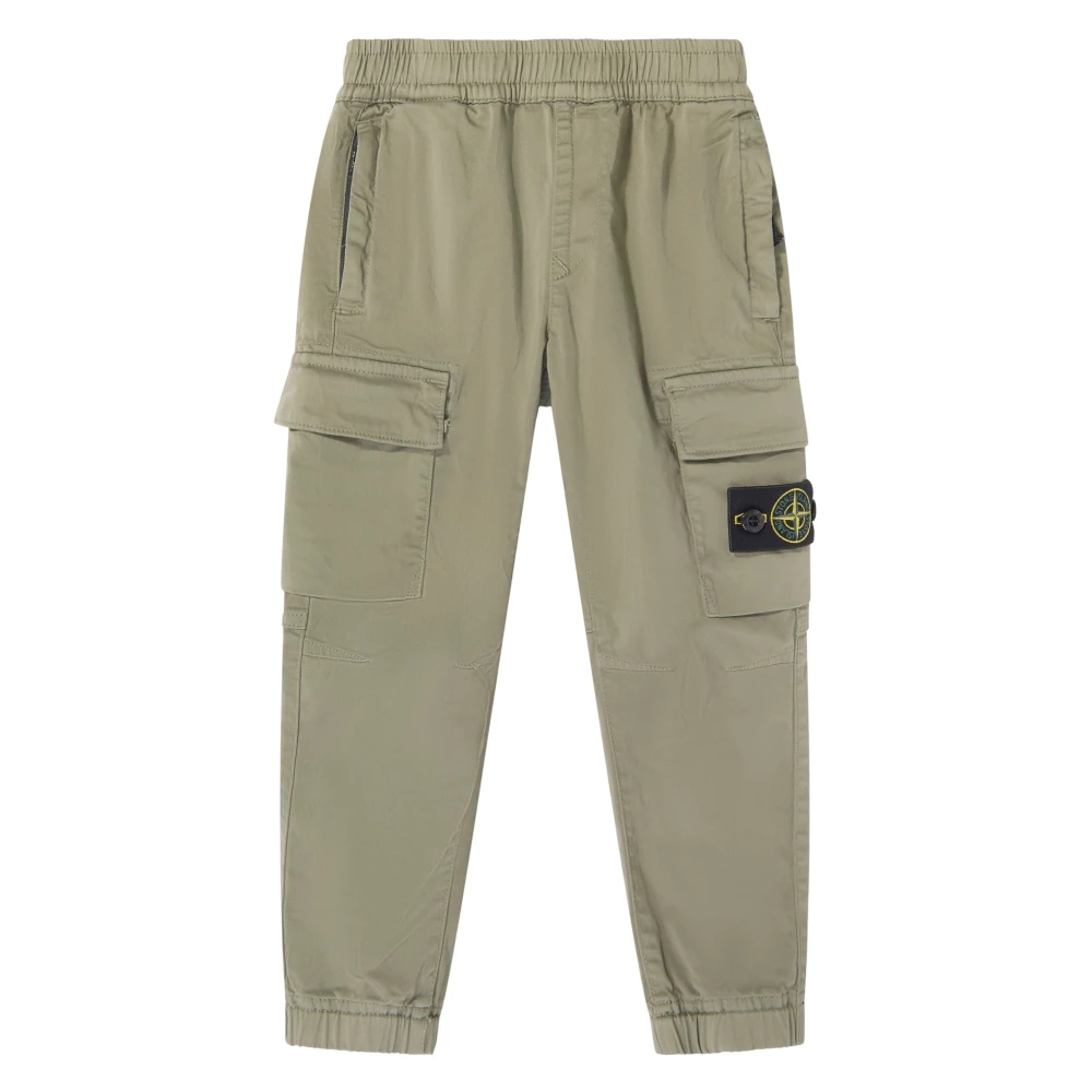 Stone Island , Trousers, Unisex, Green, 4 Y | 104 Cm, Boys Cotton Stretch Cargo Trousers In Green