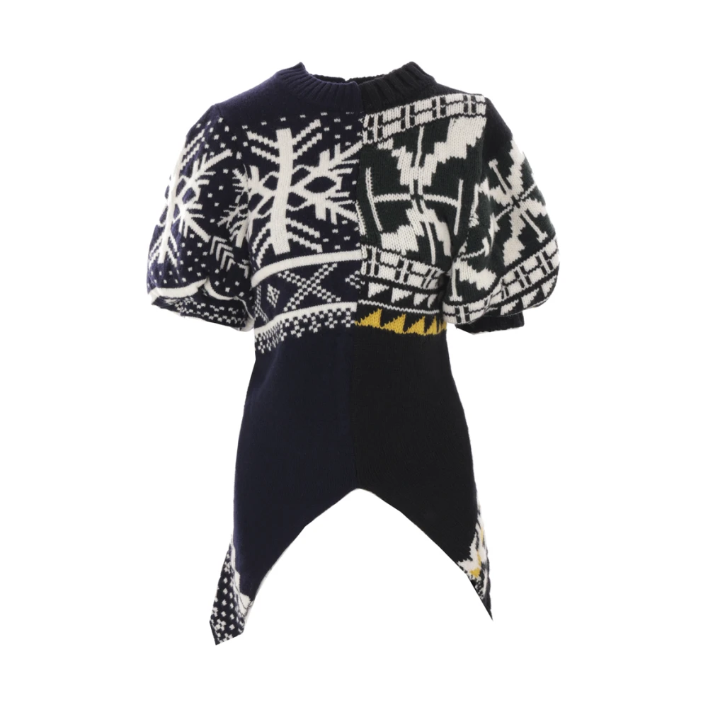 Sacai Grafische Gebreide Trui Black Dames