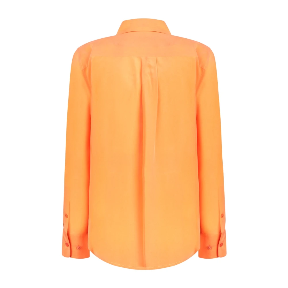 Equipment Zijden Slim Flamingo Oranje Shirt Orange Dames
