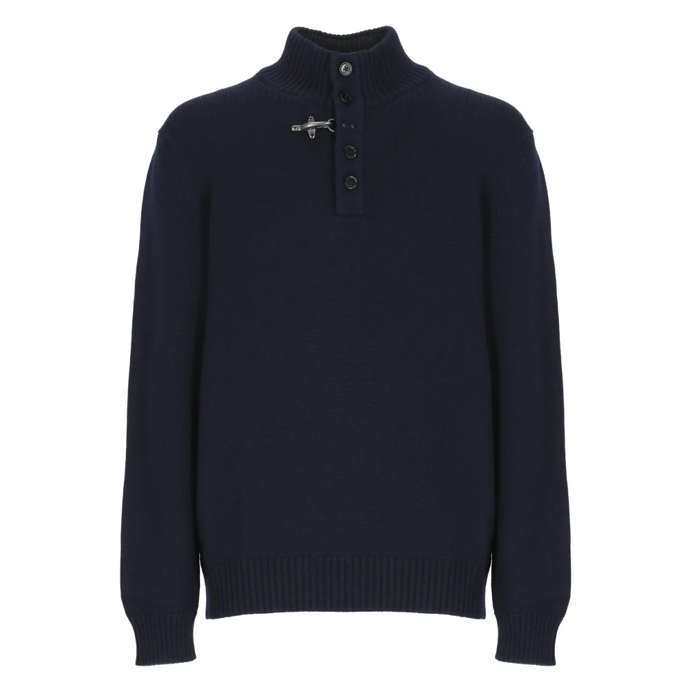 Fay Blauwe Coltrui Wollen Trui Mannen Blue Heren