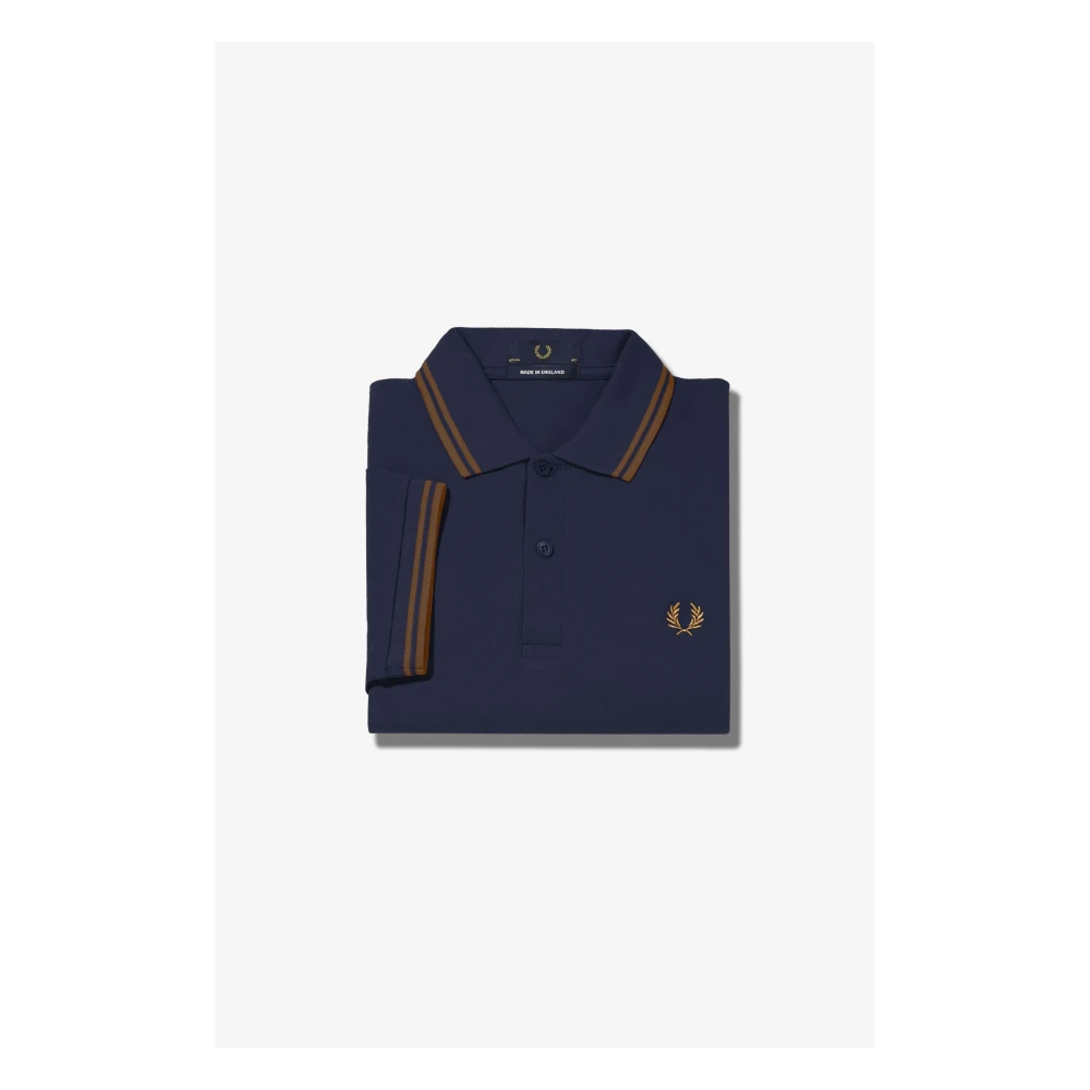 Fred Perry Originele Twin Tipped Polo Diep Carbon Donker Karamel Blue Heren