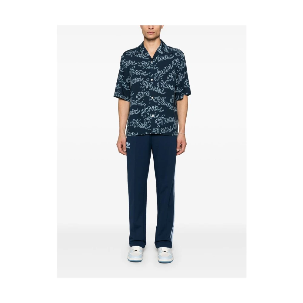 Amiri Logo Print Button-Up Overhemd Blue Heren