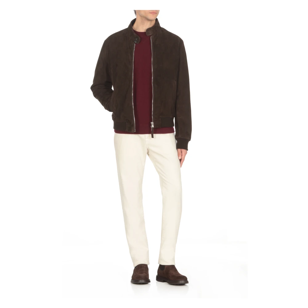 The Jack Leathers Bruine Suède Leren Jas voor Mannen Brown Heren