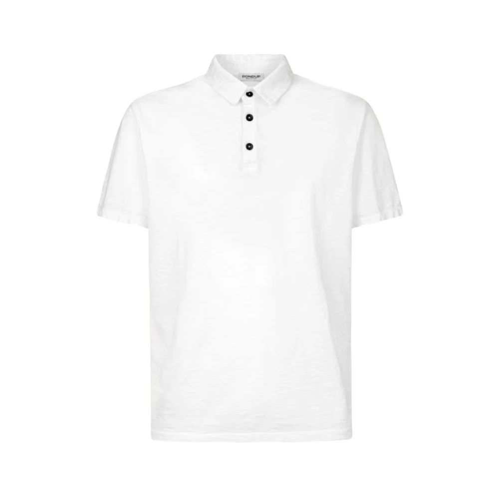 Dondup Witte Polo Shirt met Logo Knopen White Heren