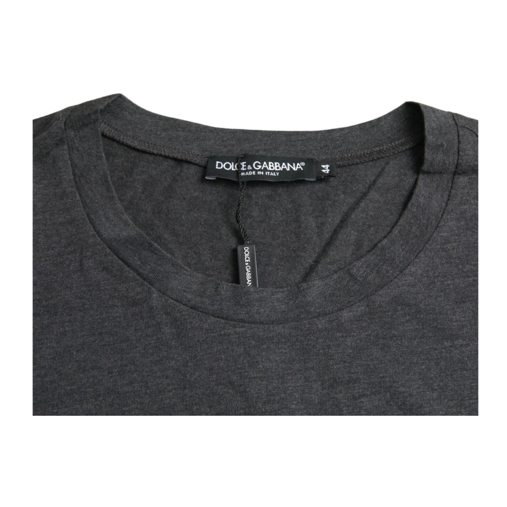 Dolce & Gabbana Grijze Logo Print Crewneck T-shirt Gray Heren