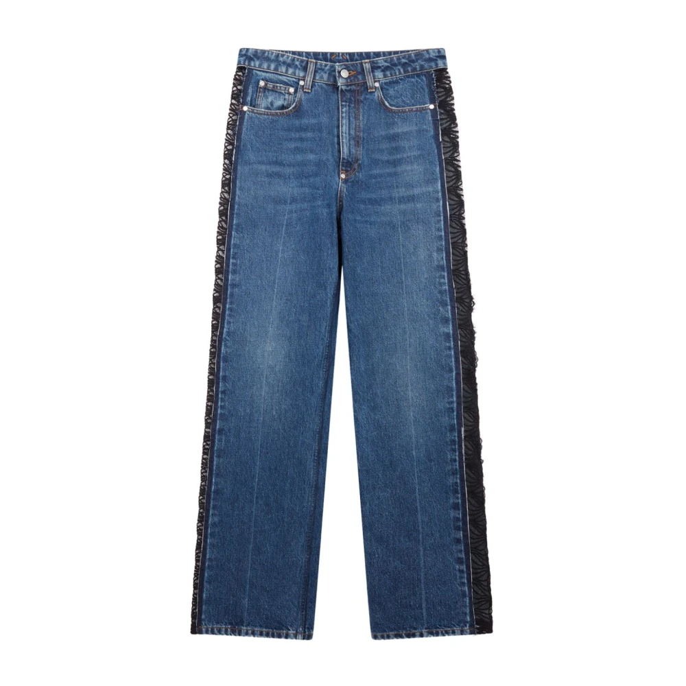 Stella Mccartney Blauwe Denim Jeans Kantinzetten Blue Dames