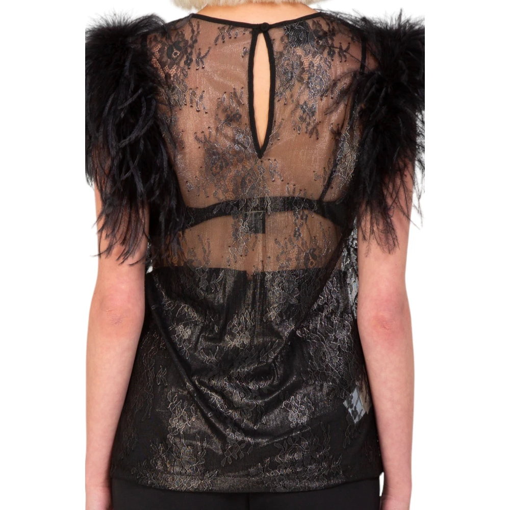 pinko Veren Sheer Top in ZZ0 Black Dames