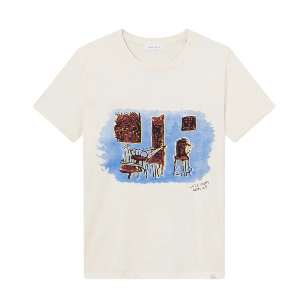 Les Deux Expressionistische T-shirt met veelkleurige print Beige Heren