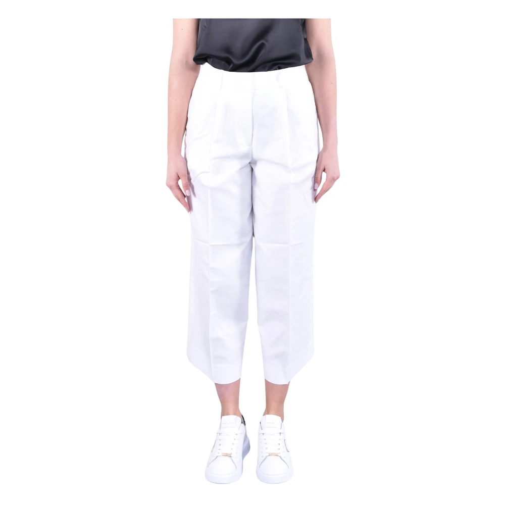 Michael Kors Women's White Cropped Wide-Leg Trousers - Cropped Trousers - Xs - Trousers