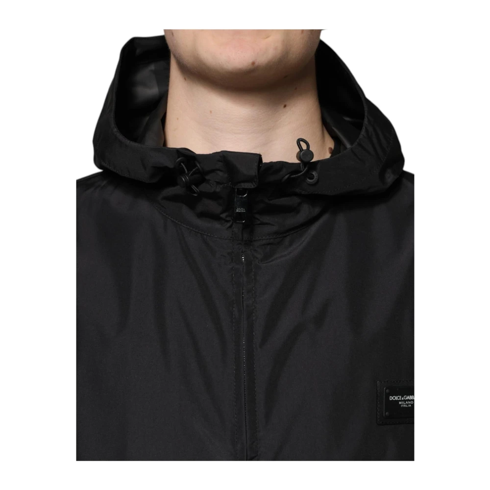 Dolce & Gabbana Zwarte Hooded Track Jacket Black Heren
