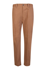 Pantaloni Beige in Cotone - Slim Fit, Vita Media, Elastico in Vita
