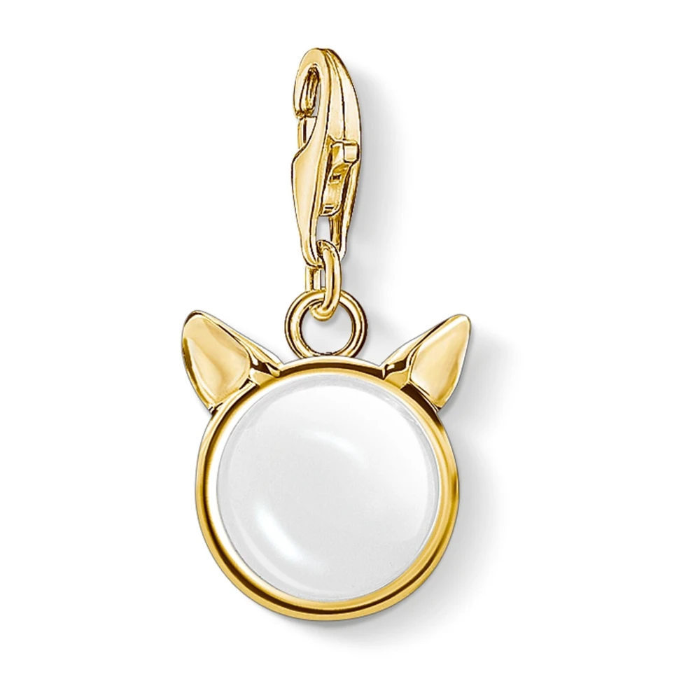 Thomas Sabo Kattöron Charm Hänge Guld 10 Zirkonia Kvarts White, Dam