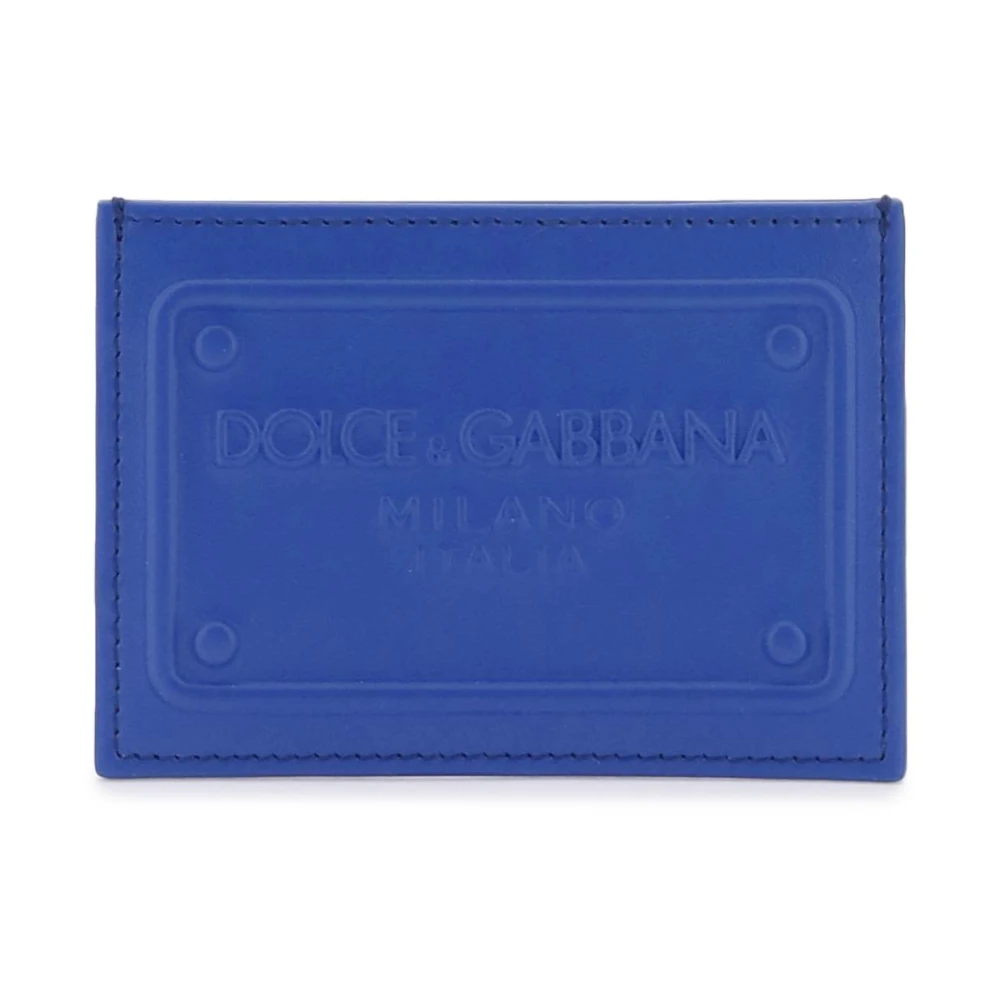 Dolce & Gabbana Geëmbosteerd Logo Leren Kaarthouder Blue Heren