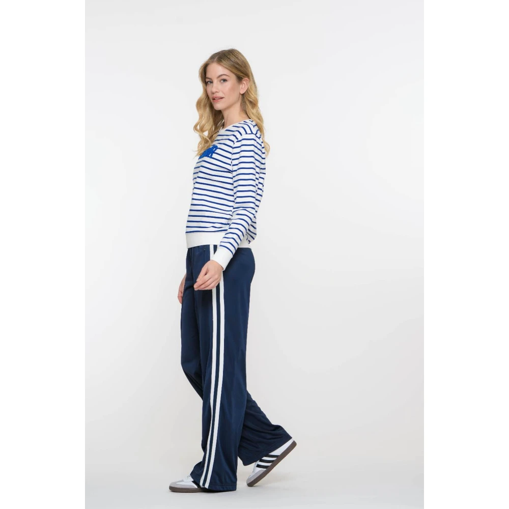 Geisha Gestreepte Sweat Pullover Blauw Off-Wit Blue Dames