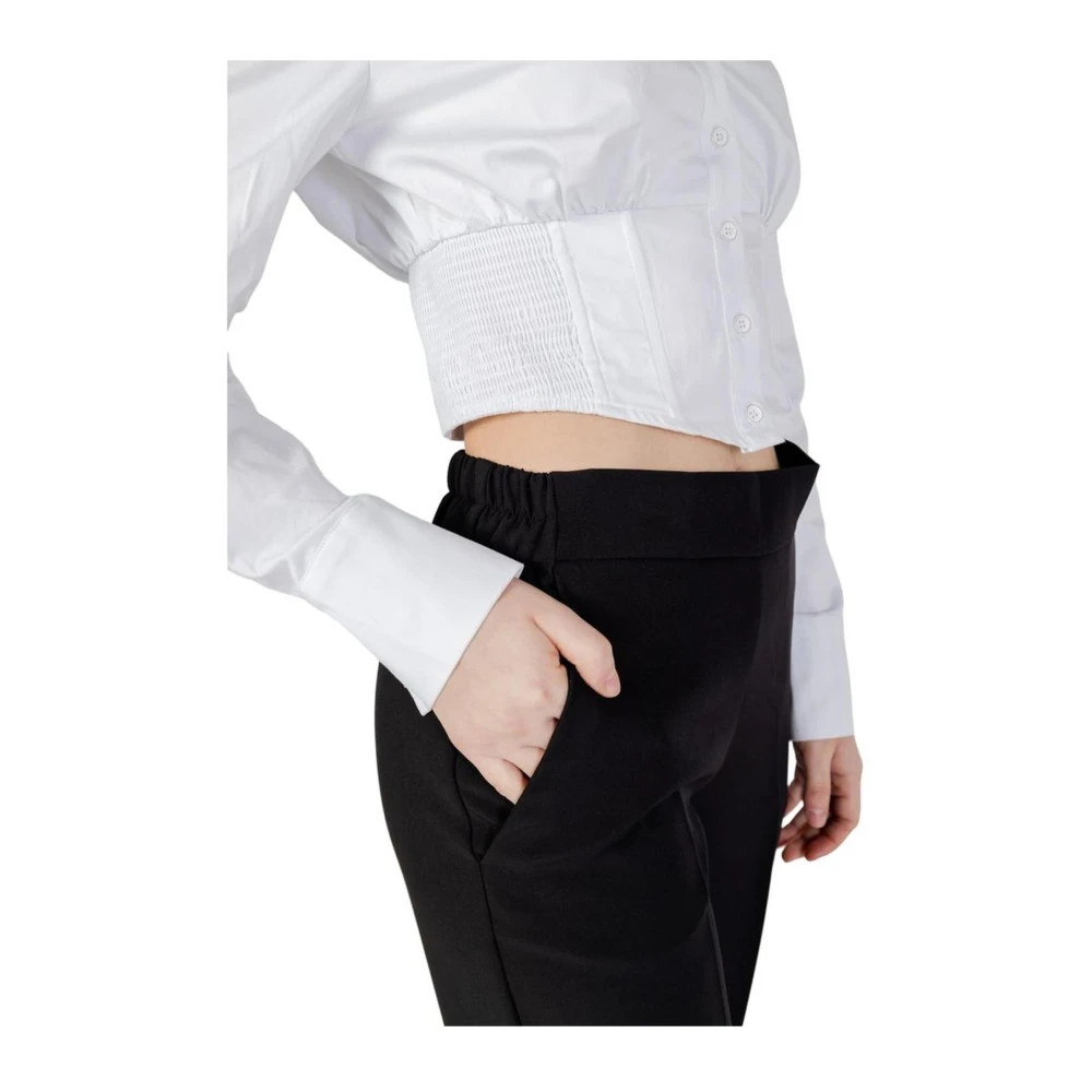 Sandro Ferrone Zwarte polyester sigarettenbroek Black Dames