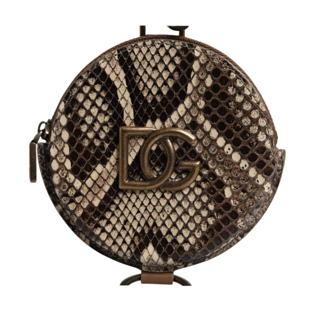 Dolce & Gabbana Women's Brown Leather Coin Purse With Logo Plaque