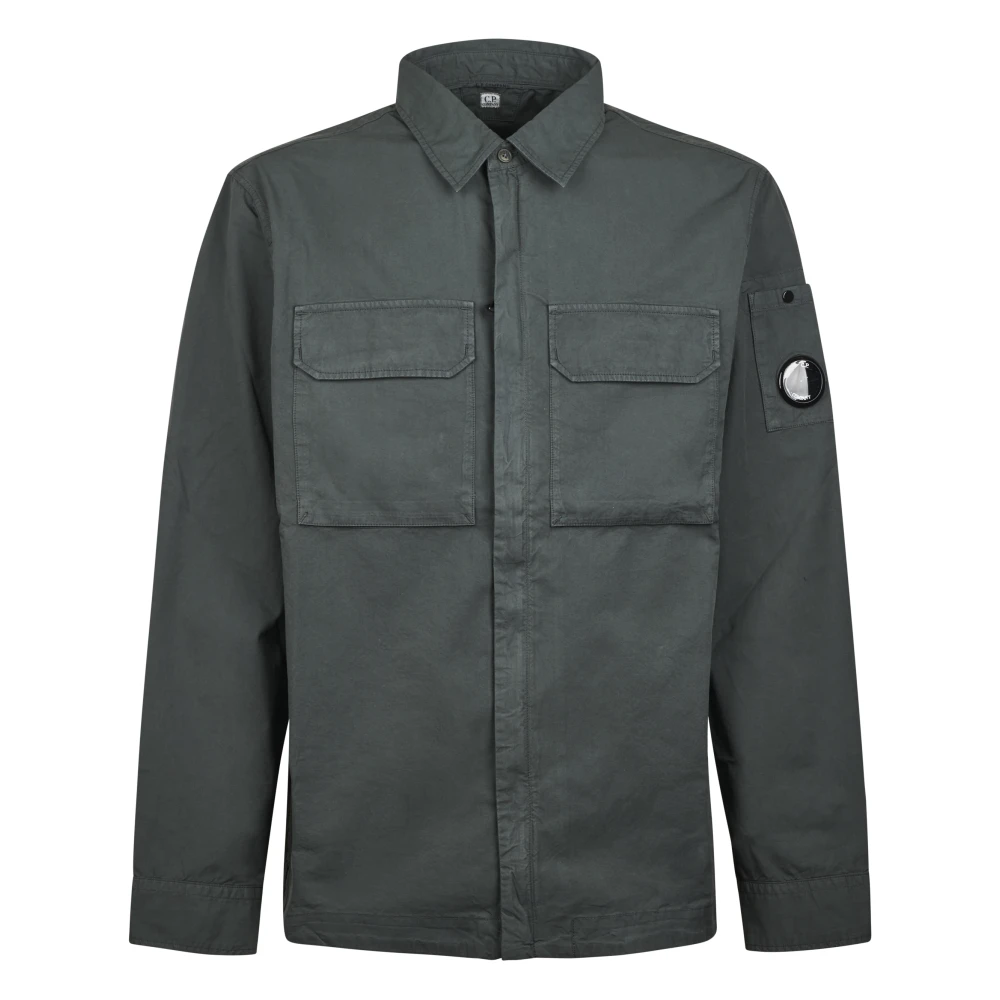 C.p. Company Men's Gray Light Jackets, M, Gabardine Zipped Lens Overshirt