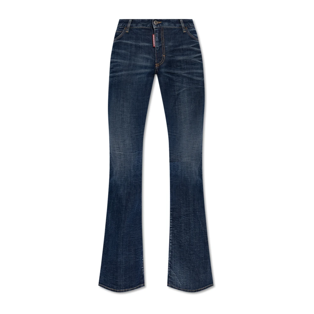 Dsquared2 Blauwe Bootcut Jeans met Whiskering Effect Blue Dames