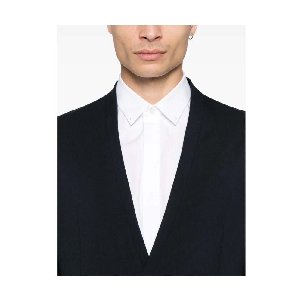 Giorgio Armani Midnight Blue Suit met Verborgen Sluiting Blue Heren