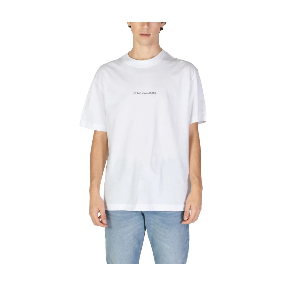 Calvin Klein Jeans Heren Katoenen T-Shirt Herfst Winter Collectie White Heren