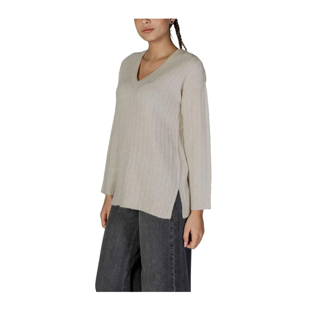 Vila Beige Acryl Blend Sweater Dames Herfst Winter Gray Dames