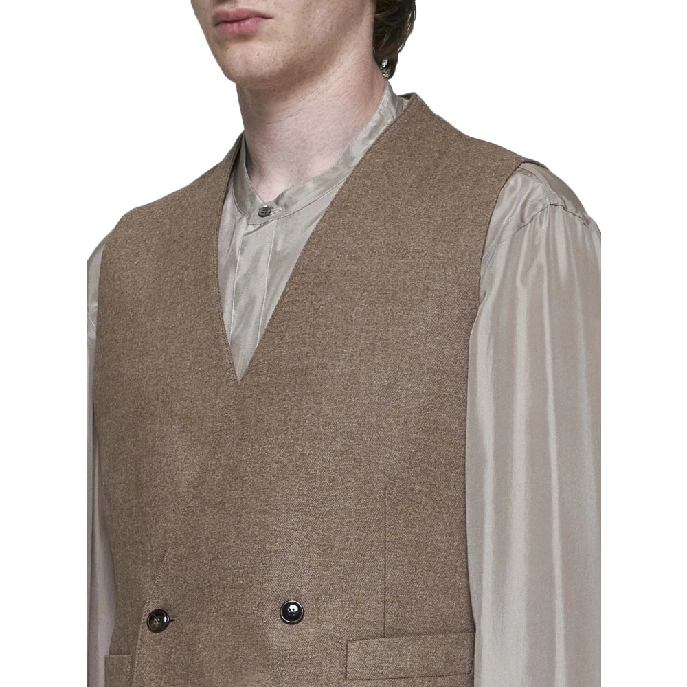 Giorgio Armani Dubbelrijige vest in taupe grijs Brown Heren