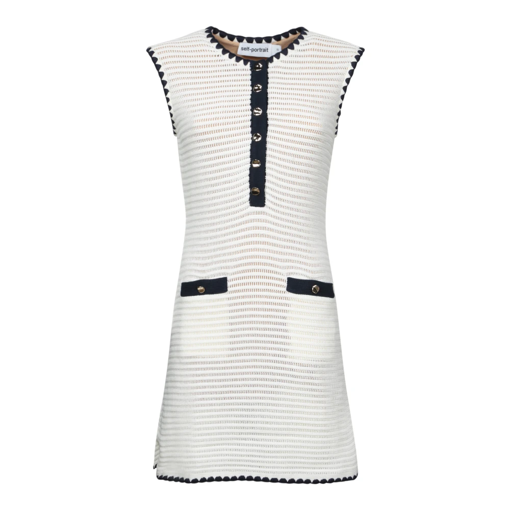 Self Portrait Witte Gehaakte Jurk Elegant Speciale Gelegenheden White Dames