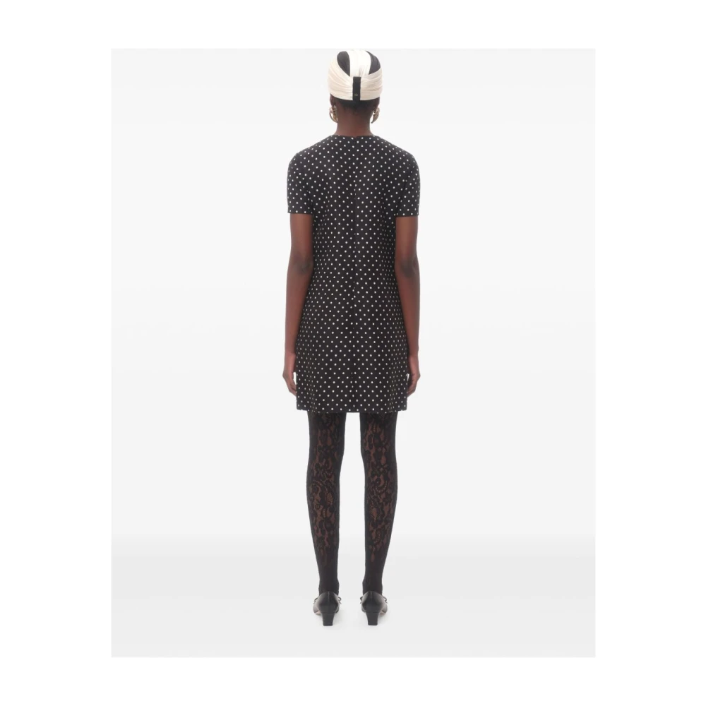 Valentino Zwarte jurk met stippenprint en strikdetail Black Dames