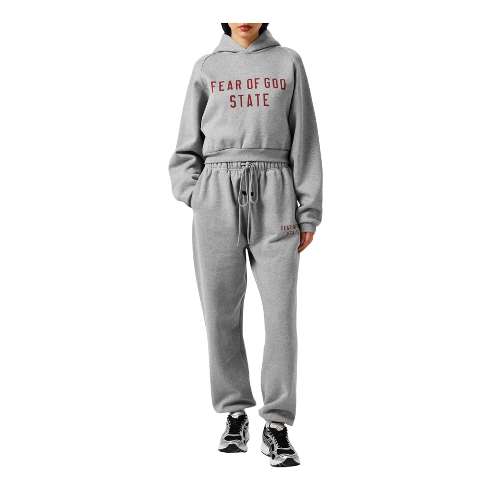 Fear Of God Gray Fleece Cropped Hoodie - Female - Hoodies - S - Sweatshirts & Hoodies