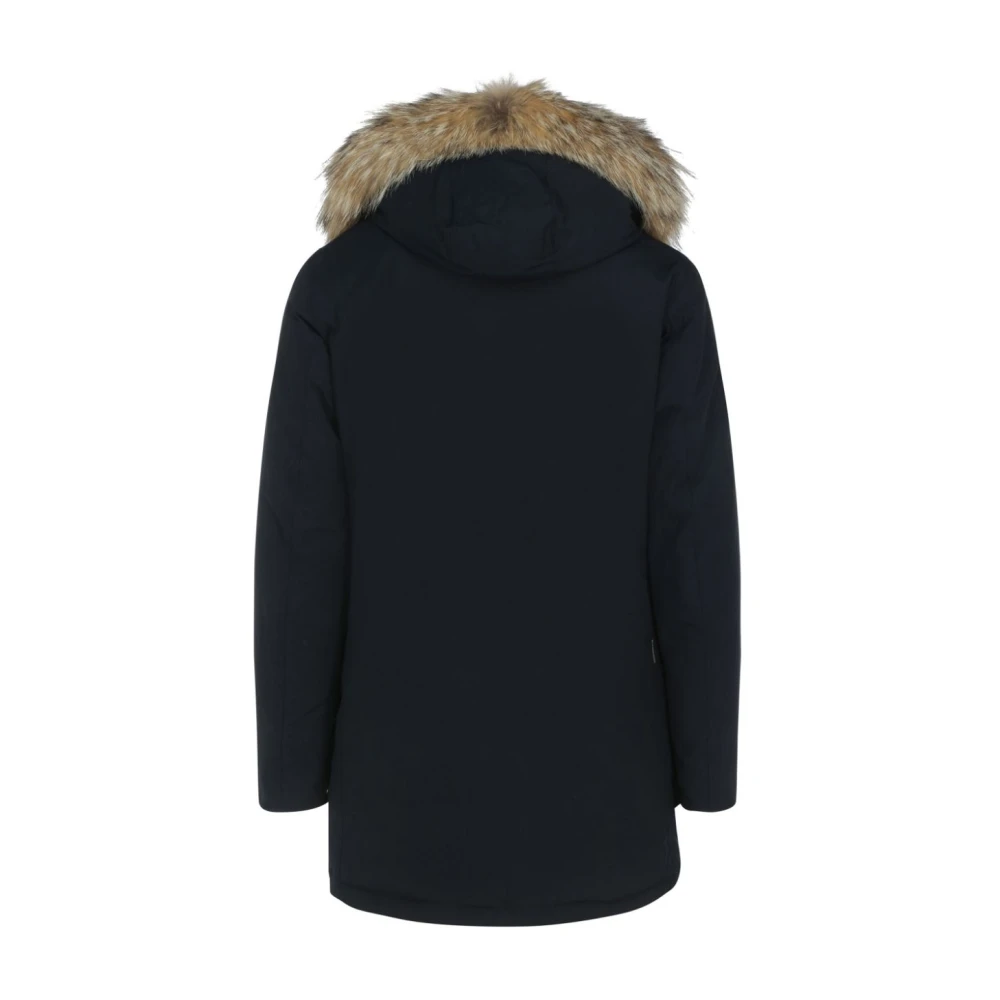 Woolrich Blauwe Faux-Fur Trim Hoodiejas Blue Heren
