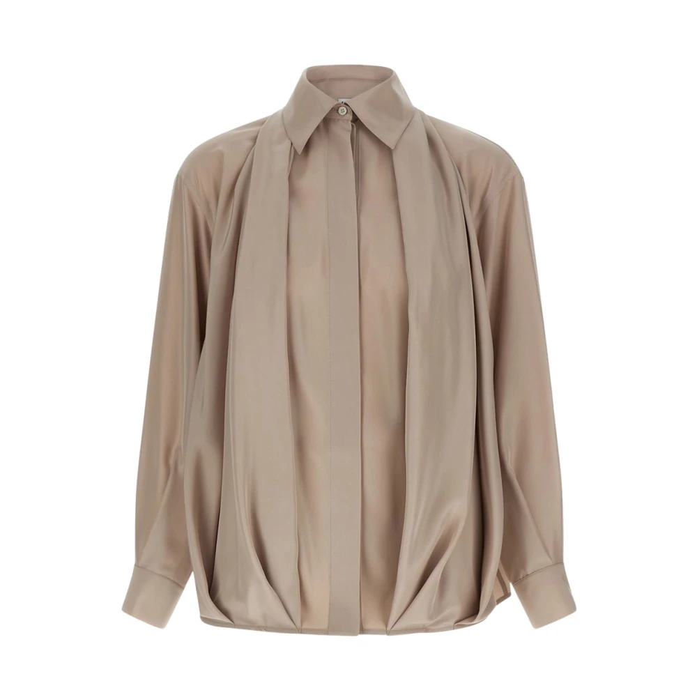 Loewe Women's Beige Draped Shirt - Shirts - Xs - Blouses & Shirts
