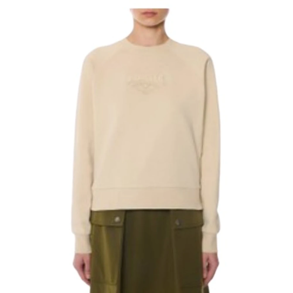 Moncler Cotton Sweatshirt With Front Logo - Female - Sweatshirts - Beige - S - Sweatshirts & Hoodies