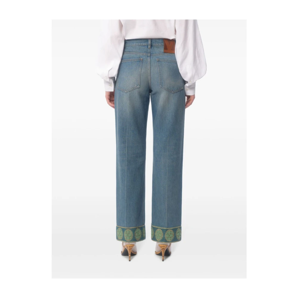 Valentino Blauwe Denim Jeans met Omgeslagen Manchetten Blue Dames