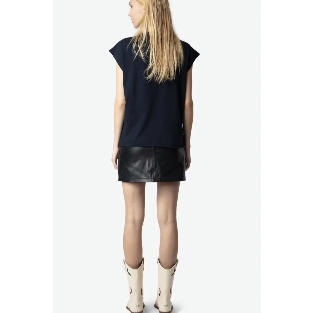 Zadig & Voltaire Biologisch Katoenen Mouwloze Top met Gitaarmotieven Black Dames