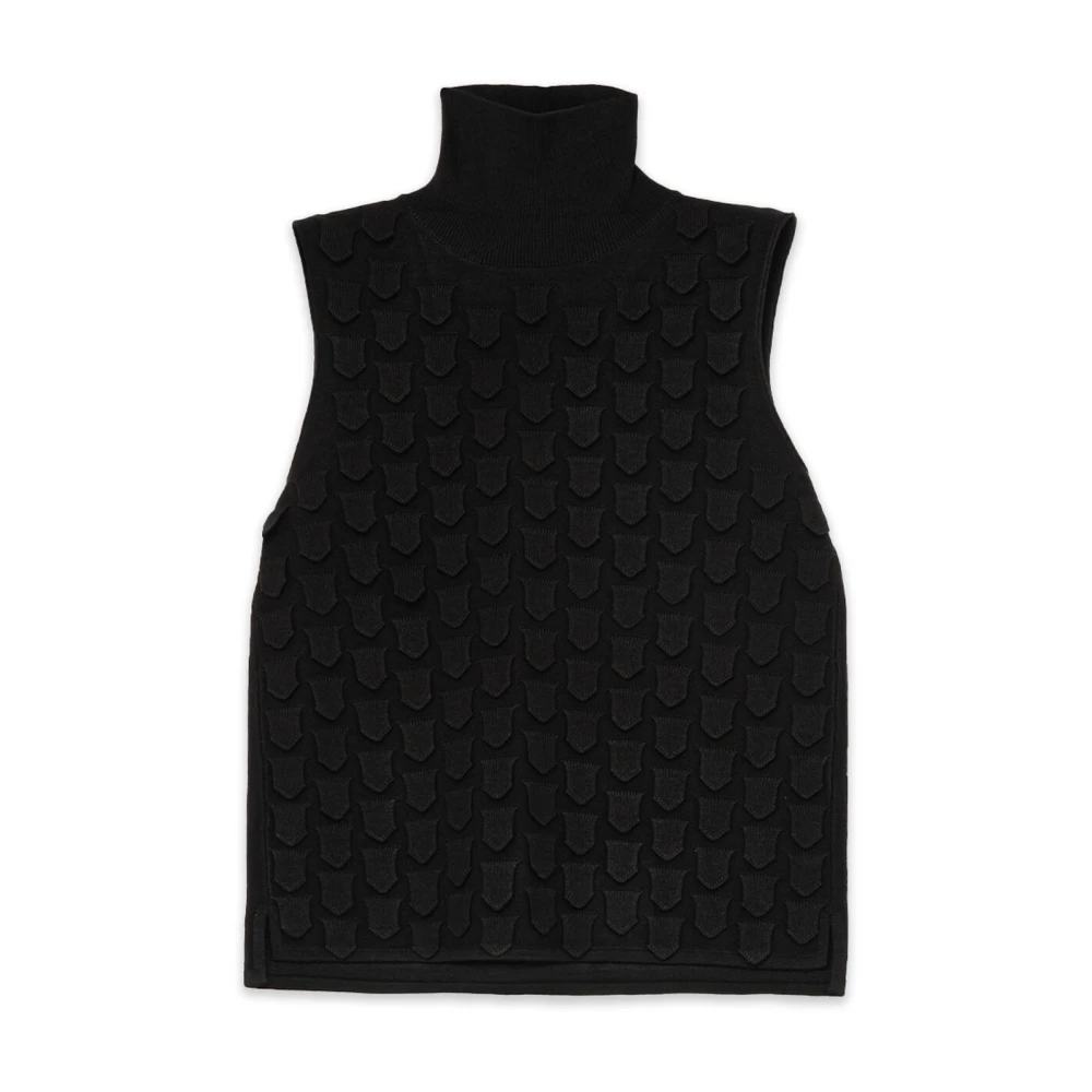 Maliparmi Women's Black Sleeveless Tops, S, 3D Stitch Top