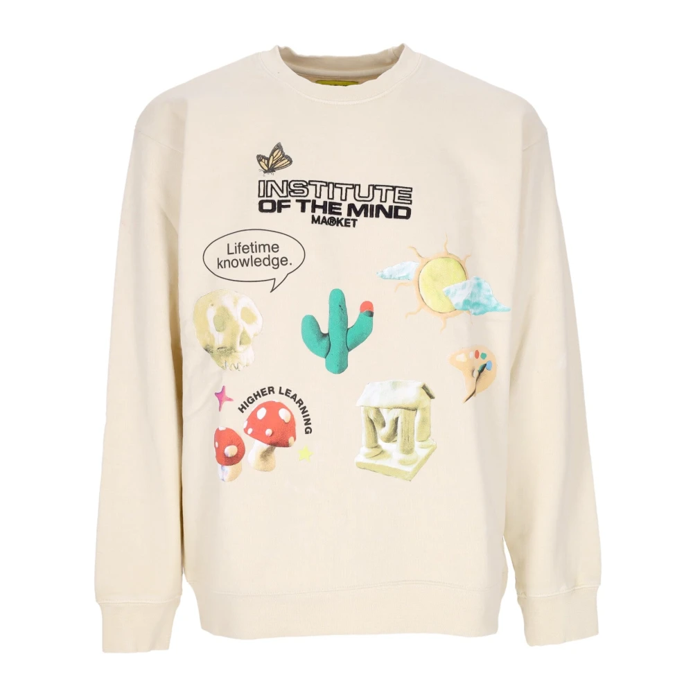 Market Mind Institute Crewneck Sweatshirt Lichtgewicht Beige Heren