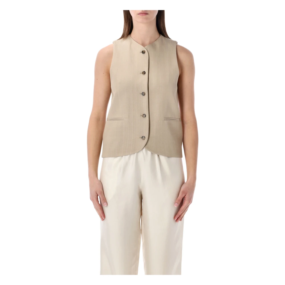 Loulou Studio Women's Beige Waistcoats, S, Paco Vest