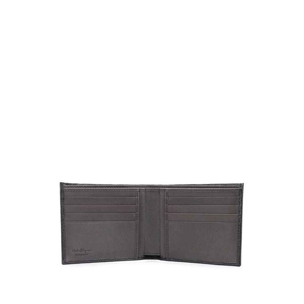 Salvatore Ferragamo Zwarte leren portemonnee met logoplaat Black Heren