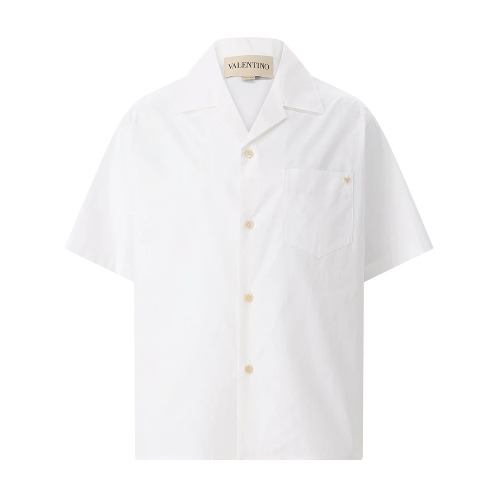 Valentino Mannelijk Wit Overhemden Heren, M, Katoen, Katoenen Poplin Vakantie Shirt