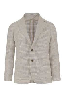 LINNEBLANDNING ENRADIG JACKA MED HOUNDSTOOTH-MÖNSTER