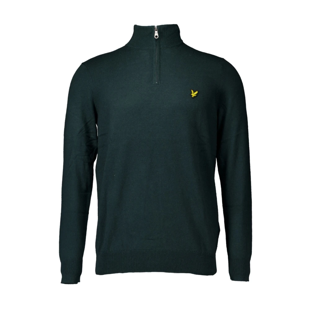 Lyle & Scott Kwart Zip Katoen Merino Sweater Green Heren